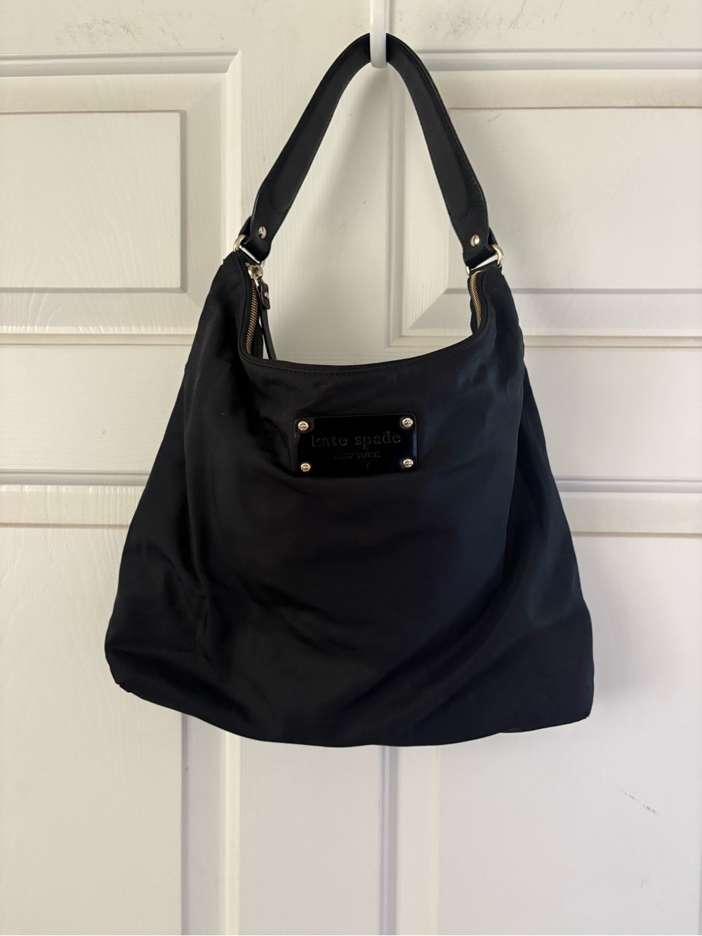 Kate Spade Black Nylon Shoulder Bag Hobo Purse large tote